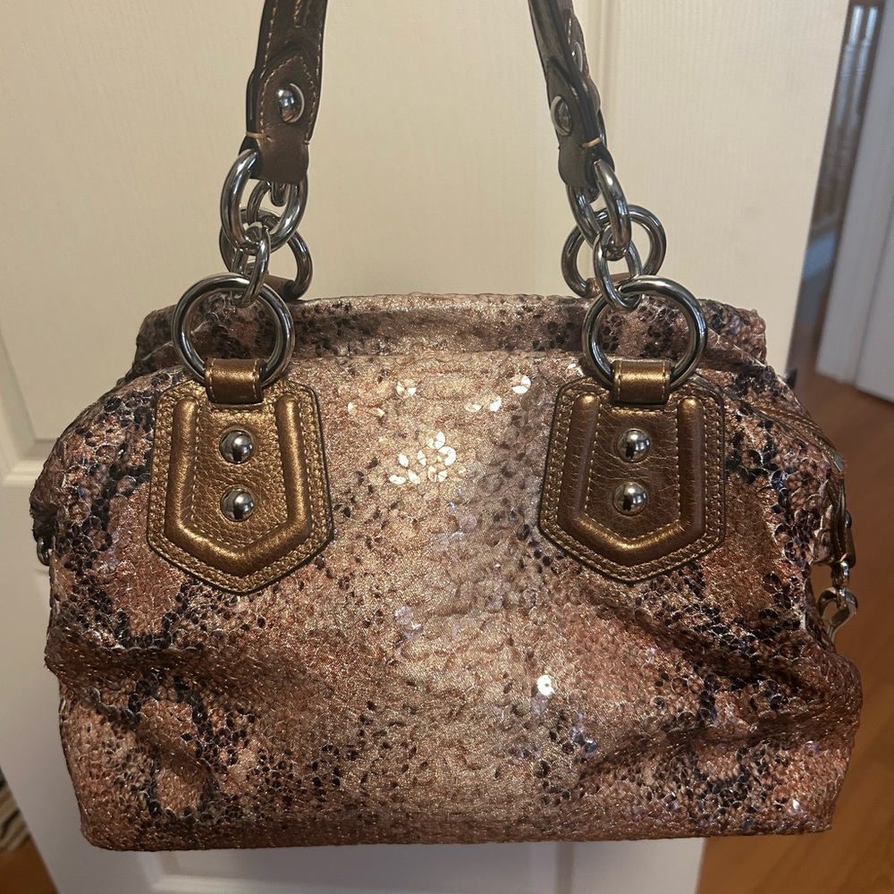 Coach Sequin Shoulder Bag - Bronze and Brown